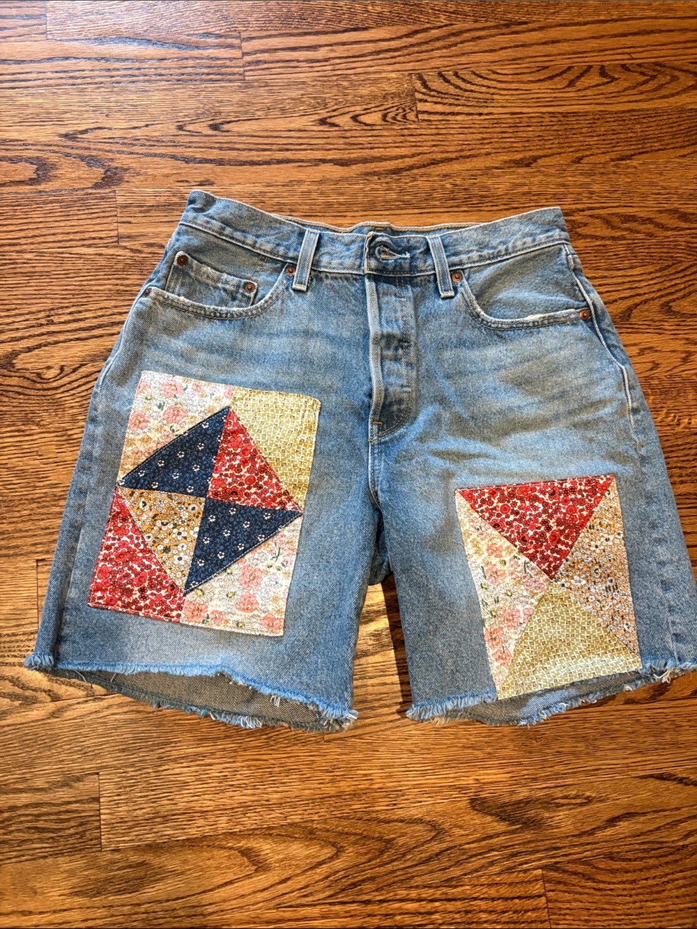 Signature by Levi Strauss Light Blue Denim Shorts with Patchwork Panels